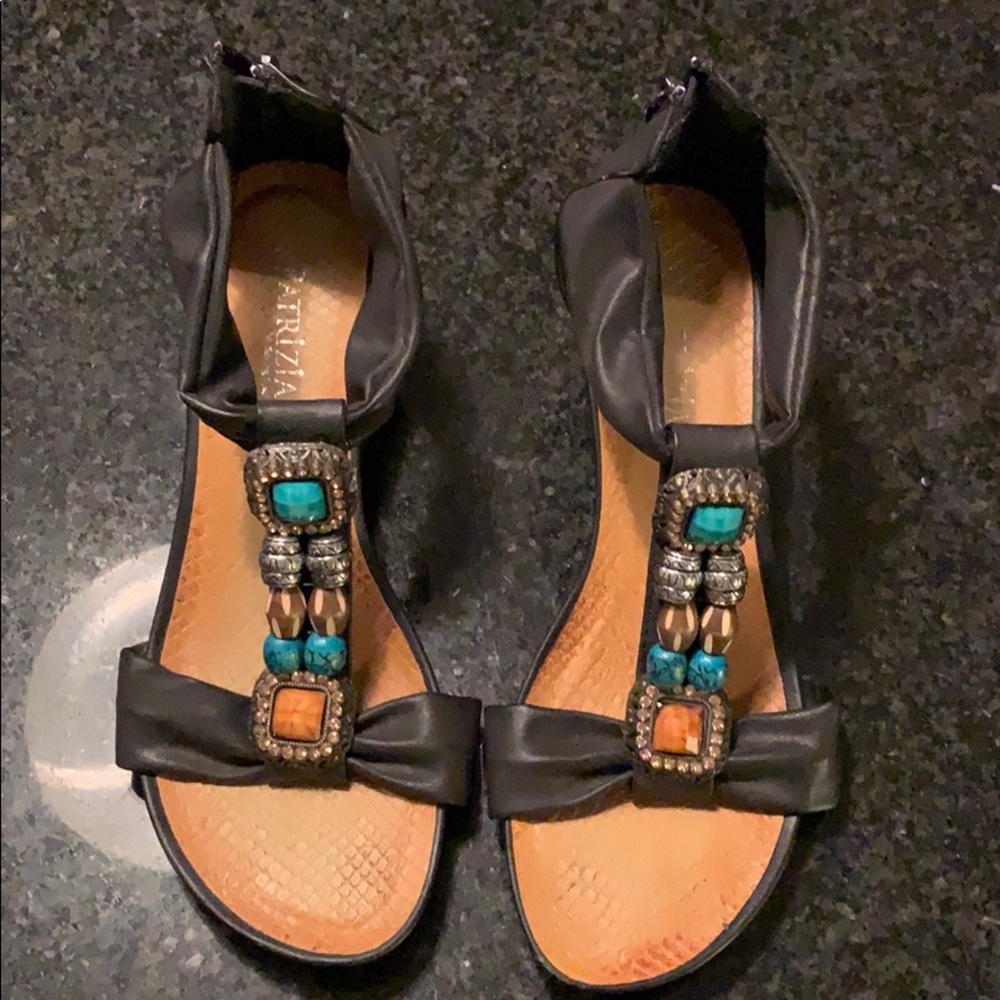 Patrizia black wedge Sandal with Rhinestones
